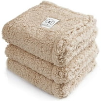 1 Pack 3 Calming Blankets Fluffy Premium Fleece Pet Blanket Soft Sherpa Throw for Dog Puppy Cat Beige