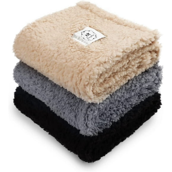 1 Pack 3 Calming Blankets Fluffy Premium Fleece Pet Blanket Soft Sherpa Throw for Dog Puppy Cat Grey