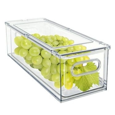 1 Pack 3 Liters Stackable Refrigerator Storage Bin, Clear Stackable Pull Out Refrigerator Organizer Bin , Pull Out Refrigerator Drawer Organizer Bin, Fit for Fridge Shelf