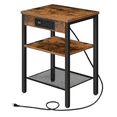 thumbnail image 1 of 1-Pack 3-Tier LED Nightstand - Modern Bedside Table with Charging Function, Rustic Wood, 1 of 1
