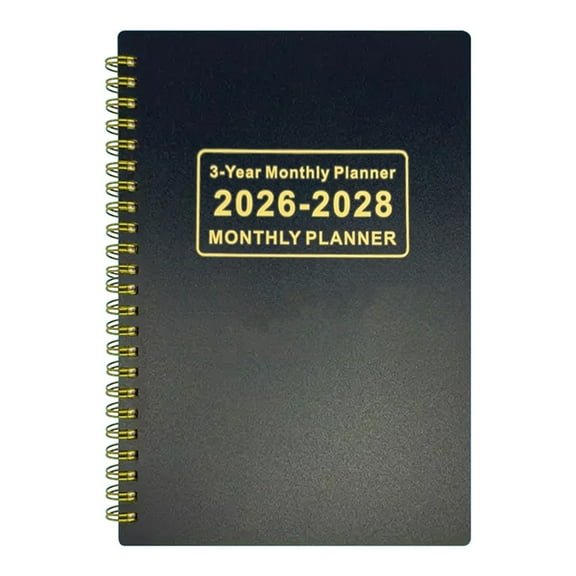 1 Pack 3-Year Monthly Planner Notepad 2026-2028 | Undated Organizer | Thick 120gsm Premium Paper | Leather Cover | Large Notes Space,Professional Office Schedule Book,Black,5.7x8.4"