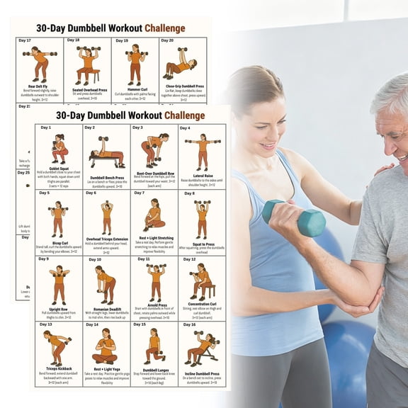 1 Pack 30 Day Chair Tai Chi Workout Poster for Seniors, Printable Seated Exercise & Walking Chart, Balance Flexibility Mobility Chair Fitness Guide for Home Rehab & Daily Wellness, Unframed