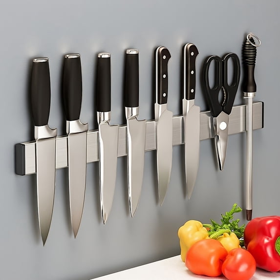 1 Pack 304 Stainless Steel Punch-Free Magnetic Knife Strip, Wall Mount ...