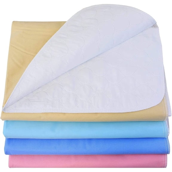 1 Pack - 31x47 Waterproof Reusable Incontinence Underpads / Washable Incontinence Bed Pads - Green, Tan, Pink and Blue - Great for Adults, Kids and Pets