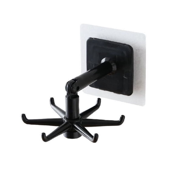 1-Pack 360 Rotating 6-Claw Adhesive Utility Hook, No-Drill Wall Hanging Organizer, Self-Adhesive Swivel Hook for Kitchen Bathroom Home Storage TIKA