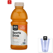 1 Pack | 365 By Whole Foods Market, Sports Drink, Orange, 20 Fl Oz & 3x 9oz Disposable Plastic Cups