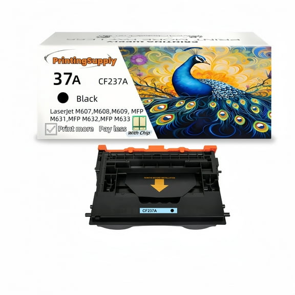 1 Pack 37A CF237A Black Toner Cartridge Compatible for HP 37A, Fits for HP LaserJet Enterprise M607n M607dn M608dn,HP LaserJet Enterprise MFP M632h M632fht M631z With Chip