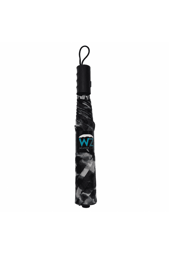 1 Pack 39 Inch Folding Umbrella with Automatic Push Button Open, Compact Travel Rain Umbrella, Large Coverage Canopy, Comfortable Grip Handle for Commuting and Daily Use, White & Black