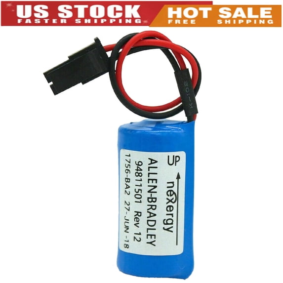 (1-Pack) 3V 1756-BA2 BR2/3A-AB PLC Non-Rechargeable Battery 1800mAh Replacement for Allen Bradley with Plug