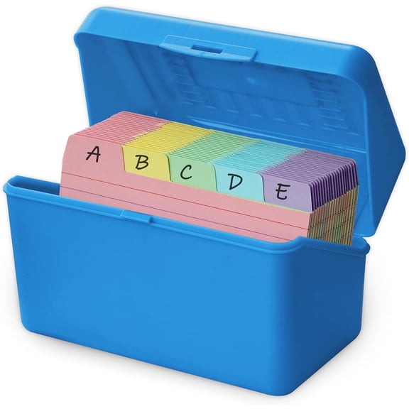 1 Pack 3X5 Index Card Boxes, Plastic Card Holders, Business Cards Organizers, Recipe Box, Notecard Organizer, Flash Cards Holder Box for Study Office Kitchen(Blue)