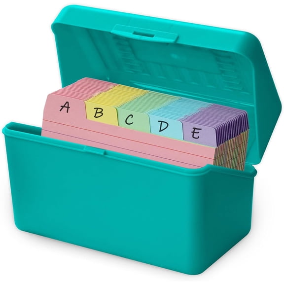 1 Pack 3X5 Index Card Boxes, Plastic Card Holders, Business Cards Organizers, Recipe Box, Notecard Organizer, Flash Cards Holder Box for Study Office Kitchen(Green)