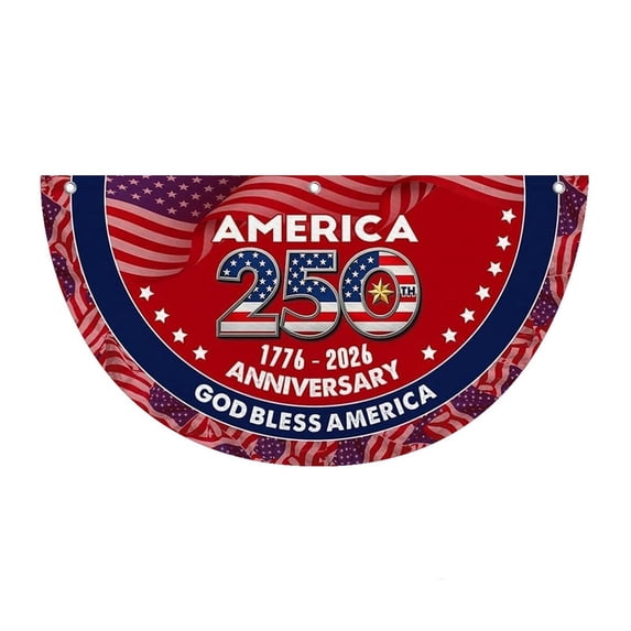 1 Pack 3x6 Feet USA Pleated Fan Flags, Patriotic USA Bunting Banner for Outside,Half Fan Flag Home Decor for 4th of July Memorial Day Independence Day Fourth July Decorations Outdoor(Red)