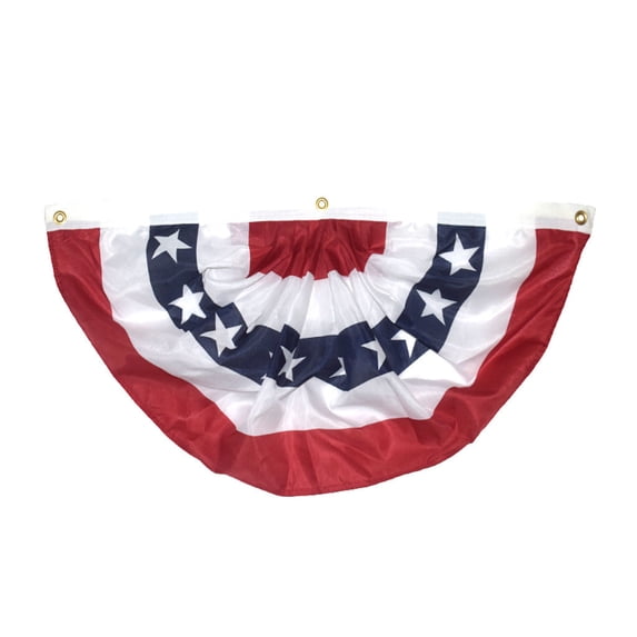 1 Pack 3x6 Feet USA Pleated Fan Flags, Patriotic USA Bunting Banner for Outside,Half Fan Flag Home Decor for 4th of July Memorial Day Independence Day Fourth July Decorations Outdoor(White)