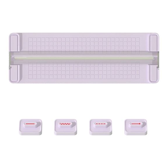 1 Pack 4-in-1 Paper Trimmer, Bidirectional Sliding Paper Cutter with Straight, Wavy, Dotted, and Crease Blades, Portable Scrapbooking Tool for Crafting and Photos (B)