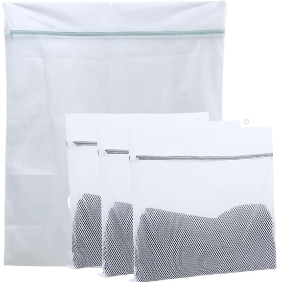 1 Pack 43 x 35 inch and 3 Pack 24 x 24 inch Oversize Laundry Bags Mesh Wash Bags, Large Delicates Bag for Washing Machine, Laundry Sack for Washing Big Clothes, Bed Sheet, Bedc