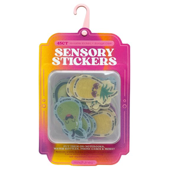 1 Pack 45 Count Fruit Themed Sensory Sticker Set with Textured Tracing Designs Reusable Storage Case for Focus Relaxation Mindfulness Activities and Tactile Engagement, Multicolor
