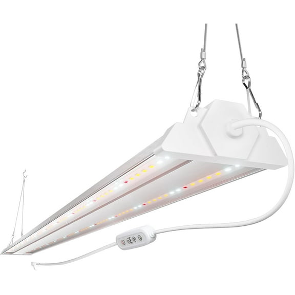 1 Pack 4ft LED Grow Light with Timer, 60W (350W Equivalent), Sunlike Full Spectrum Integrated Plant Light for Hydroponic Indoor Plant Seedling Veg and Flower, Plug in with 3 Timing Modes