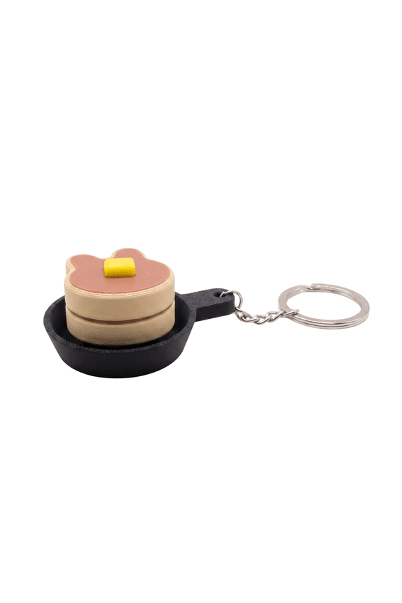 1 Pack 5.4cm 3D Printed Eco-Friendly PLA Bunny Pancake Fidget Keychain, Novelty Bag Charm with Sturdy Metal Split Ring