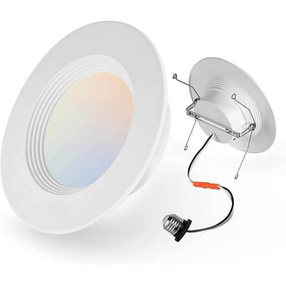 1 Pack 5/6 Inch LED Can Lights Retrofit Recessed Lighting, 5CCT 6 Inch Recessed Lights Selectable 2700K-6000K Dimmable, 12W=75W, 1200LM Downlight with Metal Smooth Trim-ETL and Energy Star Certified