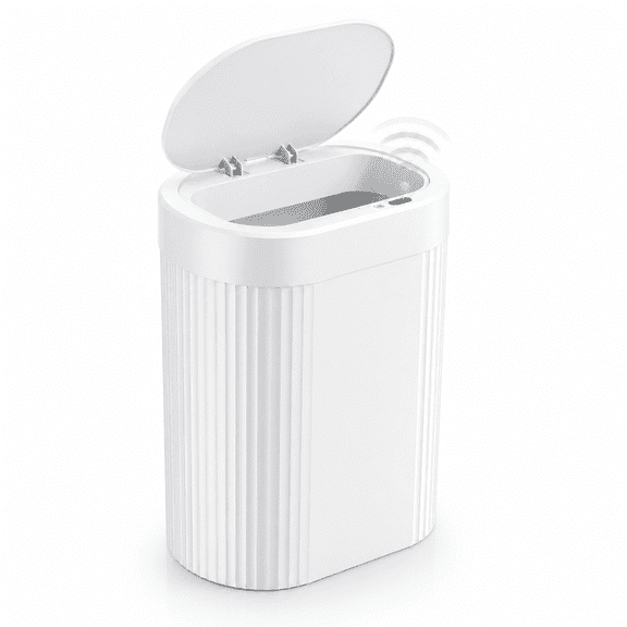 1 Pack 5 Gallon Bathroom Trash Can with Lid, Automatic Motion Sensor Black Trash Can, Touchless Slim Waterproof Garbage Bin for Kitchen, Bedroom, Office, and Bathroom