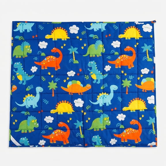 1 Pack 5 lbs Weighted Blanket for , Breathable Heavy Throw, Dinosaur Print, Blue, 36x48 Inch
