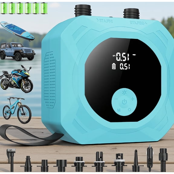 1-Pack 50 PSI Rechargeable Electric Paddle Board Pump, 15600mAh SUP Air Pump with Stage Inflation, Auto-Off, LED Display