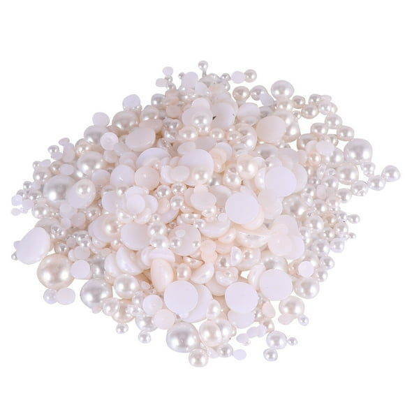 1 Pack/50g Semicircle Flat Back Simulation Pearl Artificial Pearl Beads for DIY Craft Making (White)