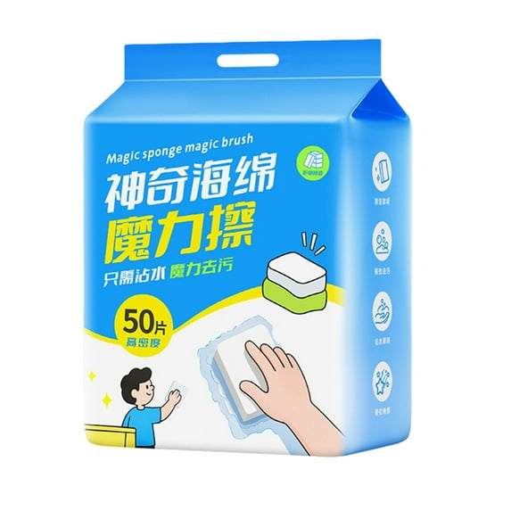 1 Pack 50pcs Multi-Purpose Melamine Sponge, Magic Sponge Eraser, Household Cleaning Kitchen Dish Sponge, Household Large Cleaning Pads No Scratches Cleaning Sponge, Floor, Bathroom, Kitchen