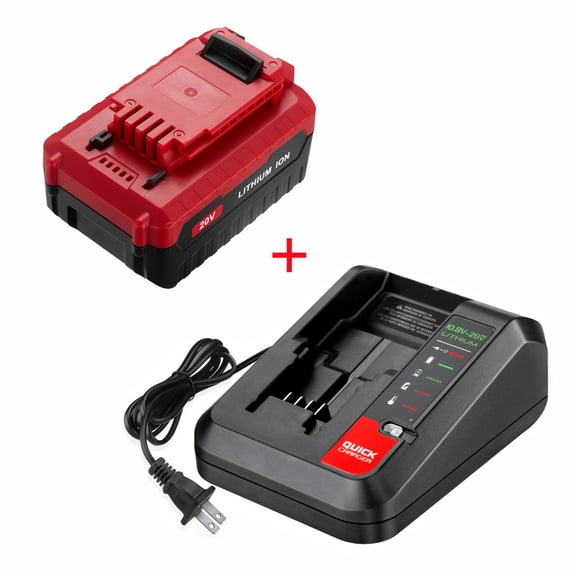 1-Pack 6.0Ah 20V Lithium Battery + PCC690L Fast Charger for Porter Cable 20 Volt PCC685L PCC680L Power Tools Battery