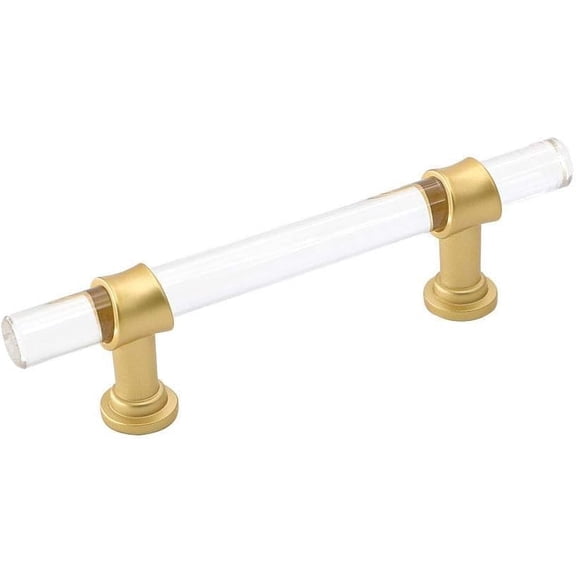 1 Pack 6-1/4 Inch Matte Gold Cabinet Pull Clear Acrylic Furniture Hardware Glass Cabinet Hardware for Kitchen Cupboard Bathroom