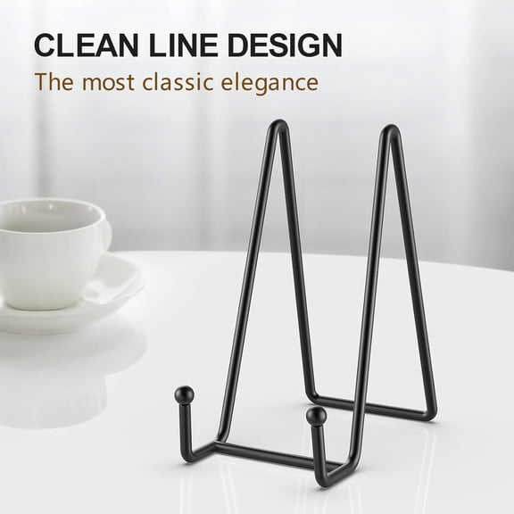 1 Pack 6 Inch Plate Stands for Display Picture - Vinyl Table Top Display, Decorative Metal Frame Holders for Book , Photo and Platter, Tabletop Art, Black 1 Packs
