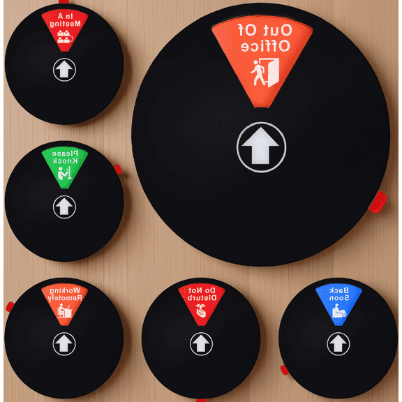 1-Pack 6 Inch Rotating Office Door Sign with 6 Status Modes, Magnetic and Adhesive Mount, Black