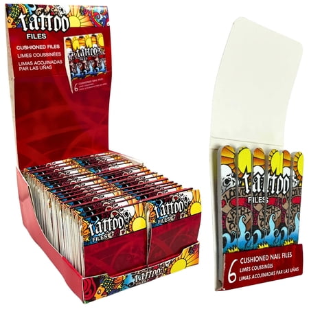 1 Pack 6 Piece Cushioned Matchbook Nail File Set with Tattoo Inspired Artwork for Shaping and Smoothing Nails, Multicolor price history and forecast - Elegant Ox P2PLA9