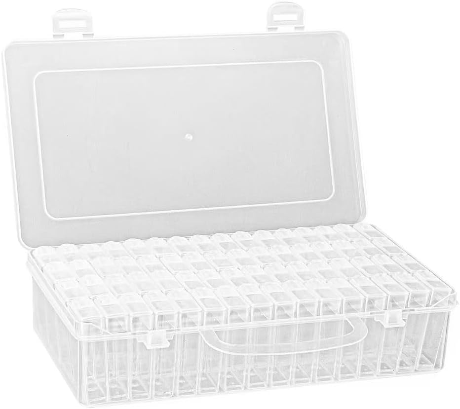 1 Pack 64 Grids Diamond Painting Tool Box Container, Plastic Organizer ...