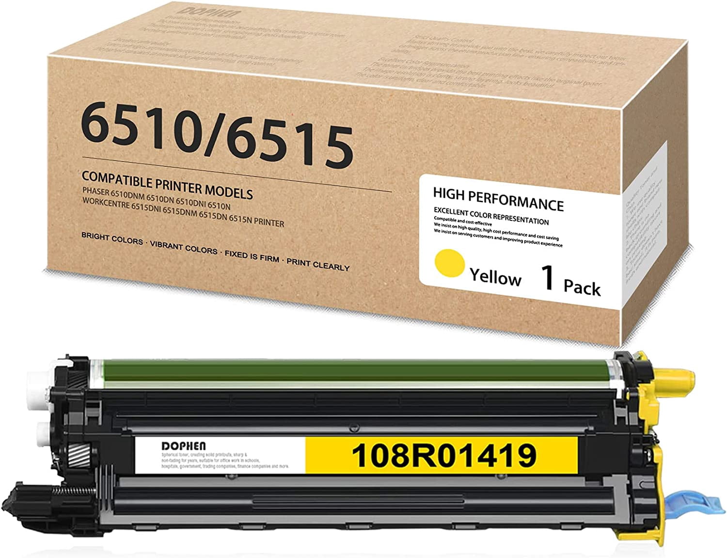 5-Pack Compatible Toner Cartridges For Xerox Phaser 6510/WorkCentre 6515 – Extra High Yield (5500 Page Black, 4300 Page CMY) – Replaces 106R03480, 106R03690-92