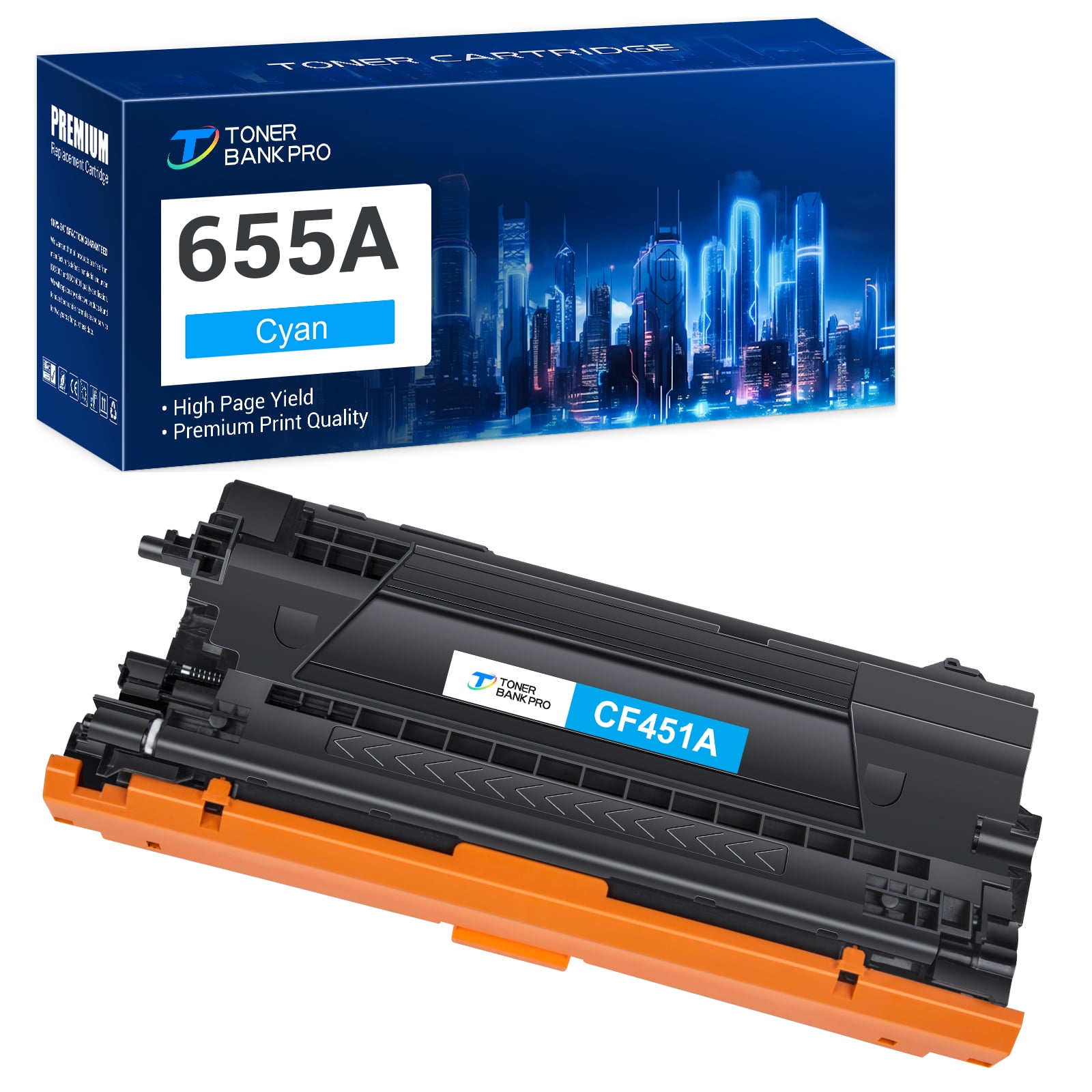 1-Pack 655A Toner Cartridge Compatible for HP 655A CF451A Cyan Color ...