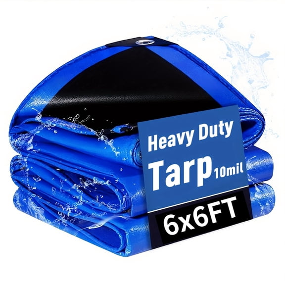 1 Pack 6x6FT Tarp ,10Mil Waterproof Tarp
