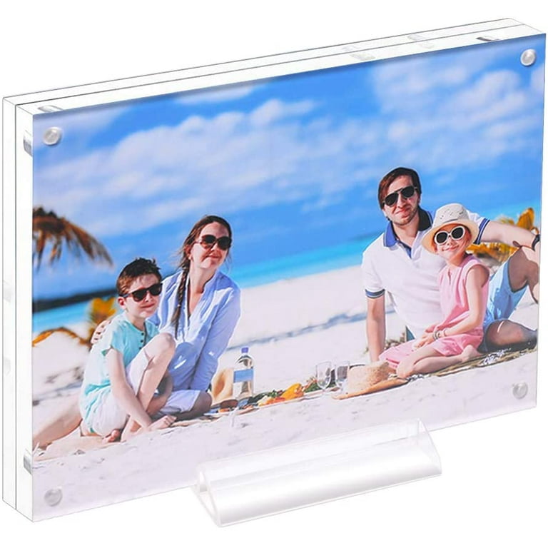 8 Pack Acrylic Floating Picture Frame 8.5 x 11 Inches Wall Mount Frameless  Photo Frames Double Panel Clear Picture Frame for Home Office Photography