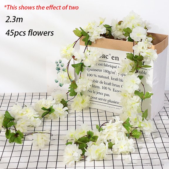1 Pack 7.5ft Artificial Sakura Vine - Fake Cherry Blossom Flowers for Wedding Arch, DIY Wall Hanging, Home & Garden Decor