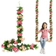 thumbnail image 1 of 1 Pack (7.9FT) Fake Rose Garland, Artificial Rose Vines Flowers Hanging Silk Rose Vine Wedding Home Backdrop Party Arch Arrangement Decoration,Family Gardens Wall Decorations,C, 1 of 9