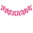 thumbnail image 1 of 1 Pack 8 Hot Pink Bow Garland, Pre - Strung Satin Ribbon Bows Decoration, for Baby Shower Birthday Wedding Party Nursery Decor - Chic Bright Pink Bow Banner with 8 Bows, Versatile for Indoor Outdoor, 1 of 6