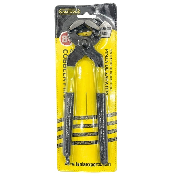 1 Pack 8 Inch Heavy Duty Cobbler Pincer with Rubber Comfort Grip Handles for Gripping, Bending, Pulling and Wire Work, Professional Hand Tool, Black and Yellow