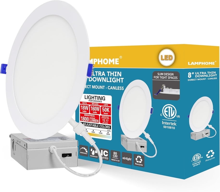 1-Pack of 8-Inch Slim LED Recessed Lights with Junction Box, Adjustable ...
