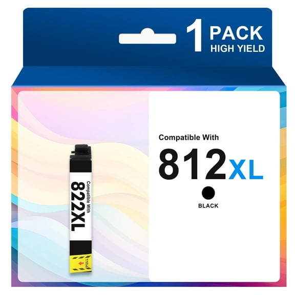 1-Pack 812XL Black Ink Cartridge Compatible for Epson 812 Ink Cartridges for Epson Workforce Pro WF-7820 WF-7840 WF-7310