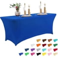 thumbnail image 1 of Parojati 1 Pack 8FT Table Cloth for Rectangular Fitted Events Stretch Pink Table Covers Washable Spandex Tablecloth Protector for Party, Wedding, Cocktail, Banquet, Festival Blue, 1 of 5