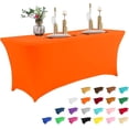 thumbnail image 1 of Parojati 1 Pack 8FT Table Cloth for Rectangular Fitted Events Stretch Pink Table Covers Washable Spandex Tablecloth Protector for Party, Wedding, Cocktail, Banquet, Festival Orange, 1 of 6