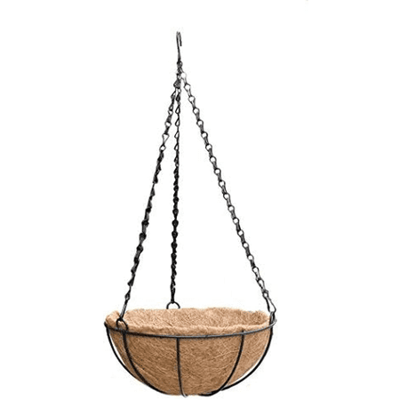 1 Pack 8inch" Metal Hanging Planter Basket with Coco Coir Liner, Small Round Wire Plant Holder with Hanging Chain for Hanging Plant and Flower