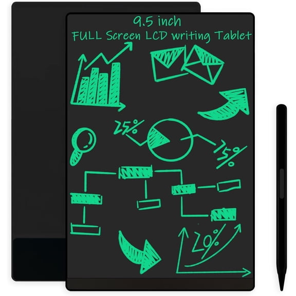 1 Pack 9.5 Inch LCD Writing Tablet, Erasable Reusable Electronic Drawing Pad for and Adults, Green Display