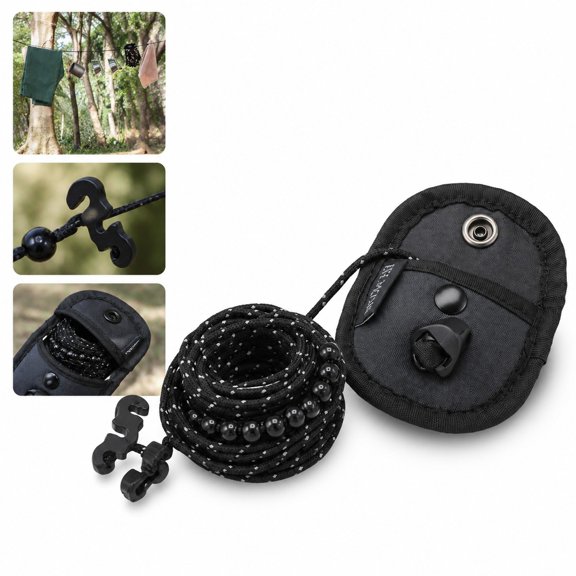 1 Pack 9.8 ft Outdoor Clothesline Rope with Beads, Reflective Adjustable Line