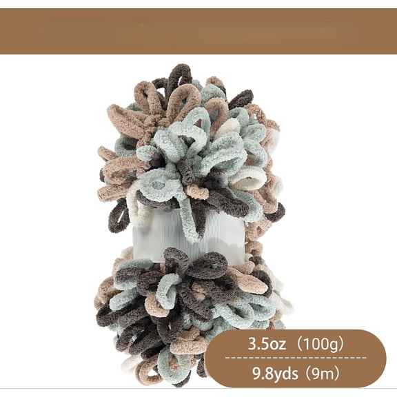 1 Pack (9.8 yds,3.5 oz Each Skein) Bulky Loop Yarn for Finger Knitting Soft,Off The Hook Loop Yarn,No-Needle Craft Chenille Yarn for Crocheting,Grey Tie Dye Hand-Knitting Yarn.
